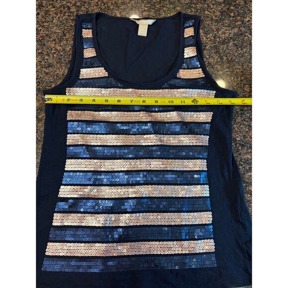 Banana Republic Blue Tank with Rose Gold and Blue Sequins Size XS - Picture 4 of 6